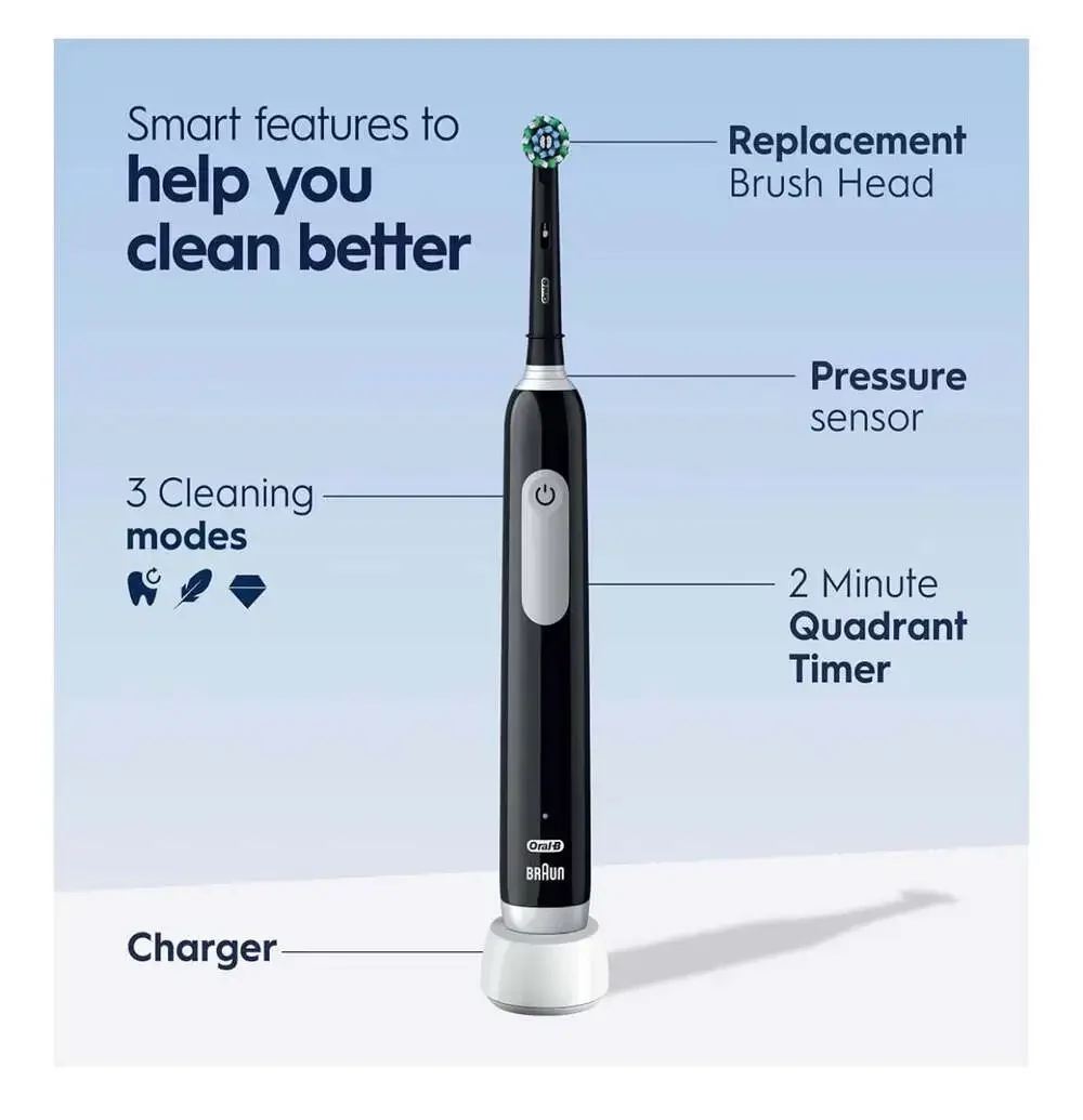 Oral-B Pro 1000 Electric Toothbrush with Brush Head, Rechargeable Black